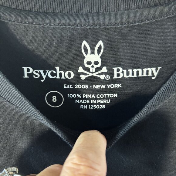 Psycho Bunny Mens Graphic Black T-Shirt Size 8= XXL Pima Cotton Made In Peru - Picture 2 of 4